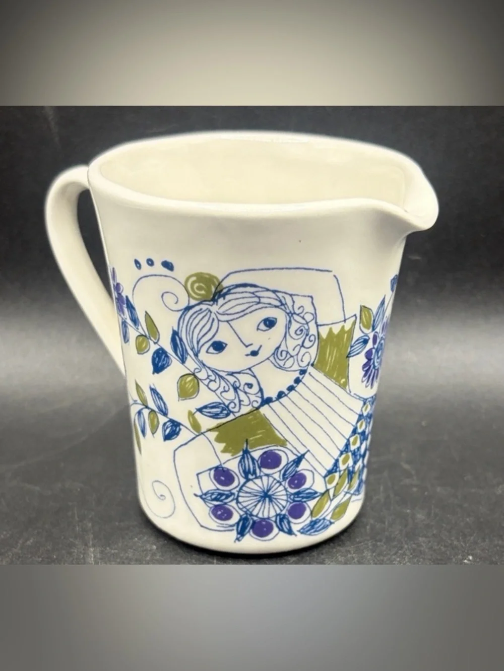 Figgjo Flint Norway Turi Design Lotte Ceramic Folk Art Style Lady Figure Creamer